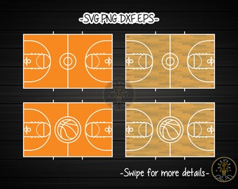 Basketbalveld veld SVG gesneden bestand Cricut clipart
