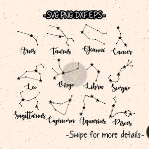 Astrologie Zodiaque Horoscope Constellation SVG Cut File Cricut Clipart