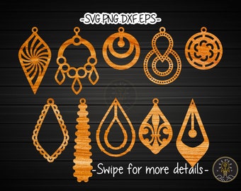 Ornament Ohrring Vorlage SVG Laser Cut Datei | Acryl Holz Leder