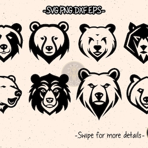 Bear Head SVG Cricut Cut File Clipart PNG Silhouette Cameo