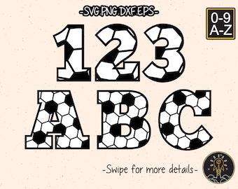 Soccer Football Number Letter Font Alphabet SVG Cricut Cut File Clipart
