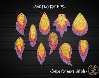 Stacked Leaf Earring Template SVG Laser Cut File | Acrylic Wood Leather Earring
