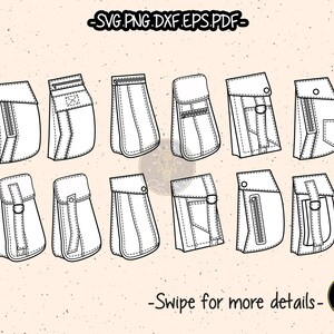 Shirt Pocket SVG Cut File CAD Technical Flat Sketch Fashion PDF EPS Vector Clipart Cricut