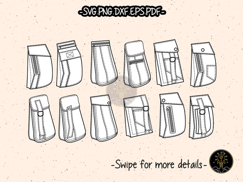 Shirt Pocket SVG Cut File CAD Technical Flat Sketch Fashion PDF EPS Vector Clipart Cricut