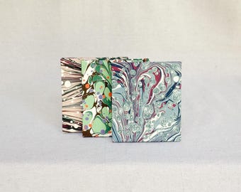 Pocket Marbled Notebook, Sketchbook Journal, DIY Blank Notebook, Handmade book, 4x3.5"