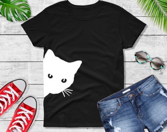 Peeking Cat Tee - Etsy