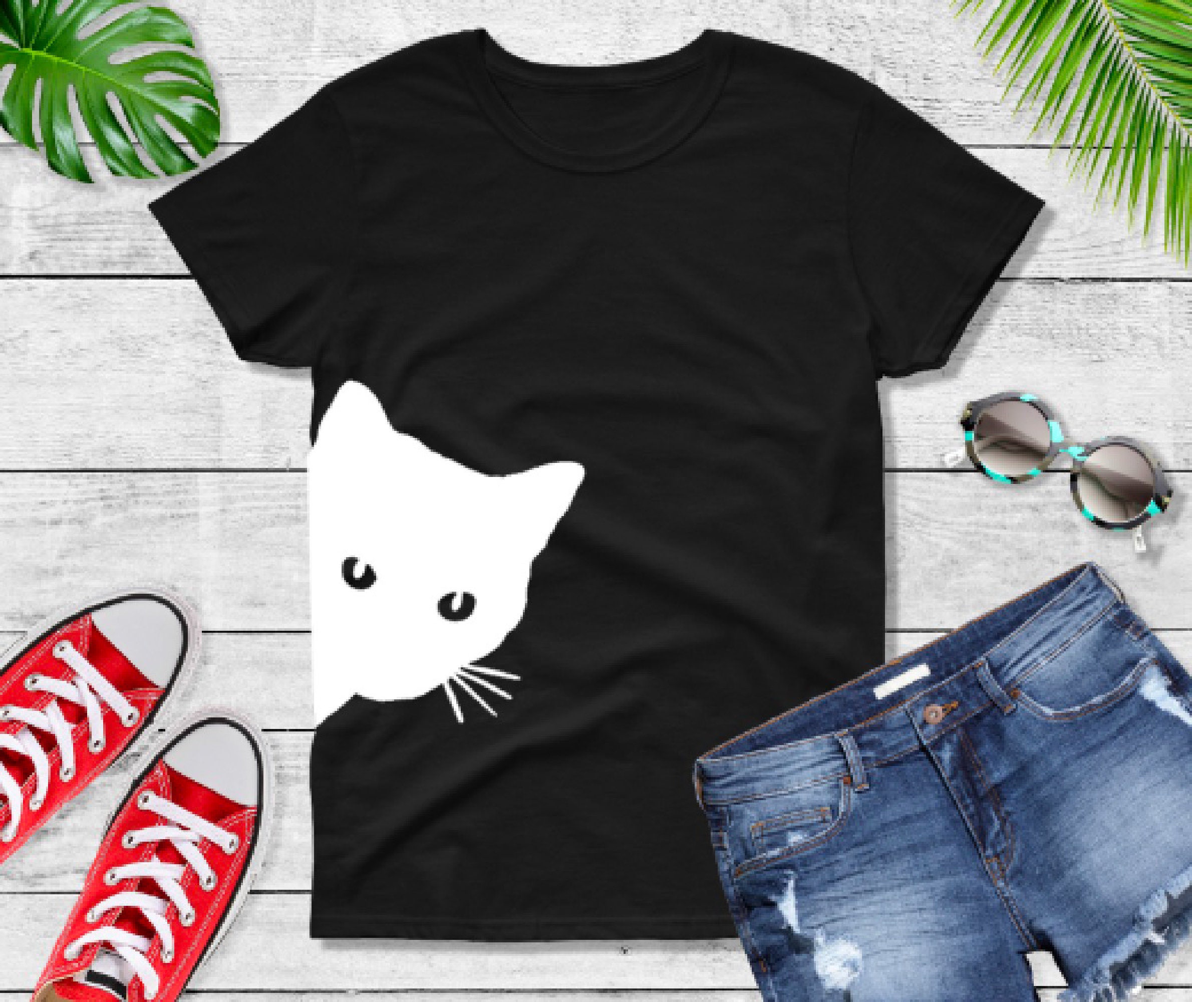 Peeking Cat T-shirt Funny Peering Cat T Shirt Cat Owner | Etsy