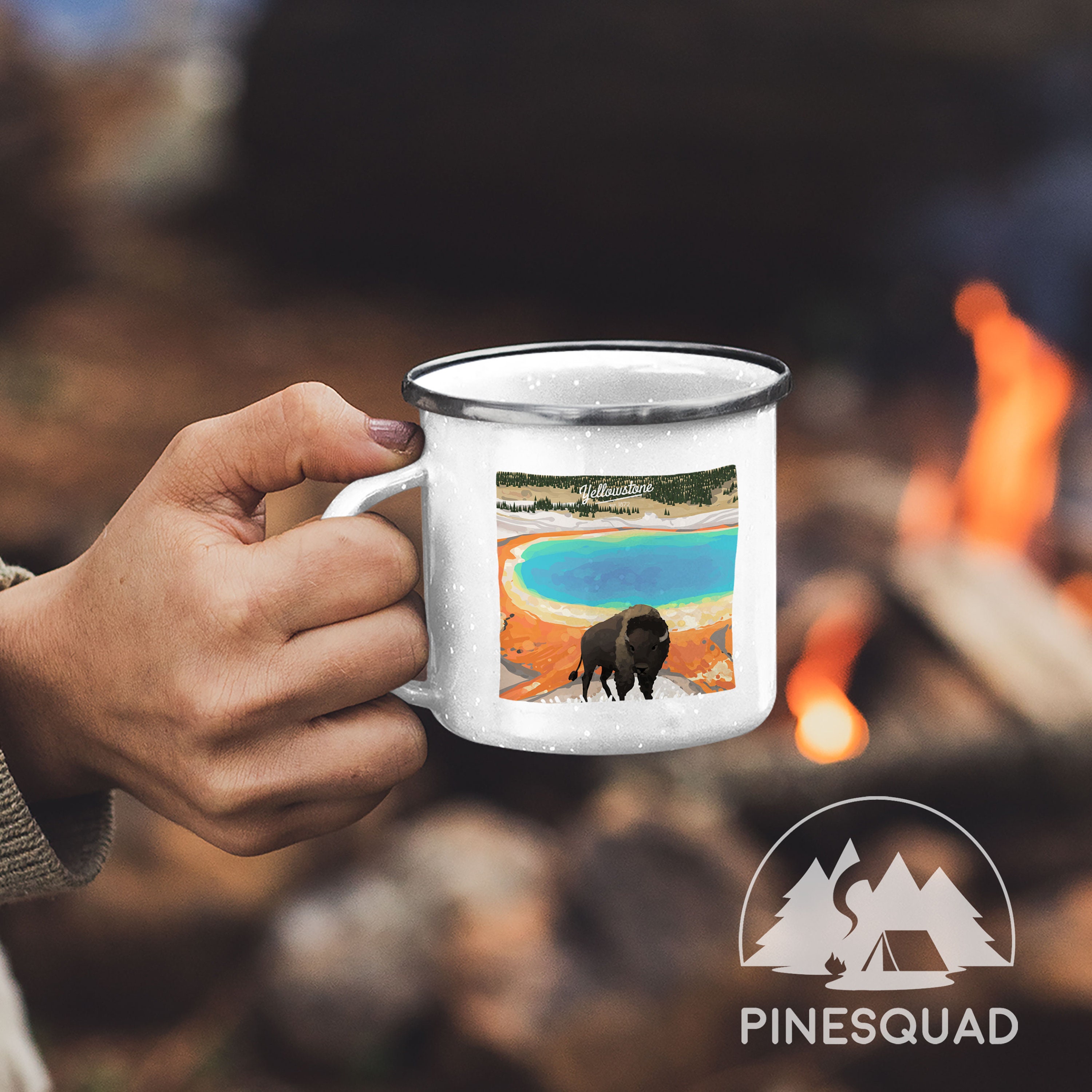 Yellowstone National Park mug Camp gift enamel mug Camp Etsy