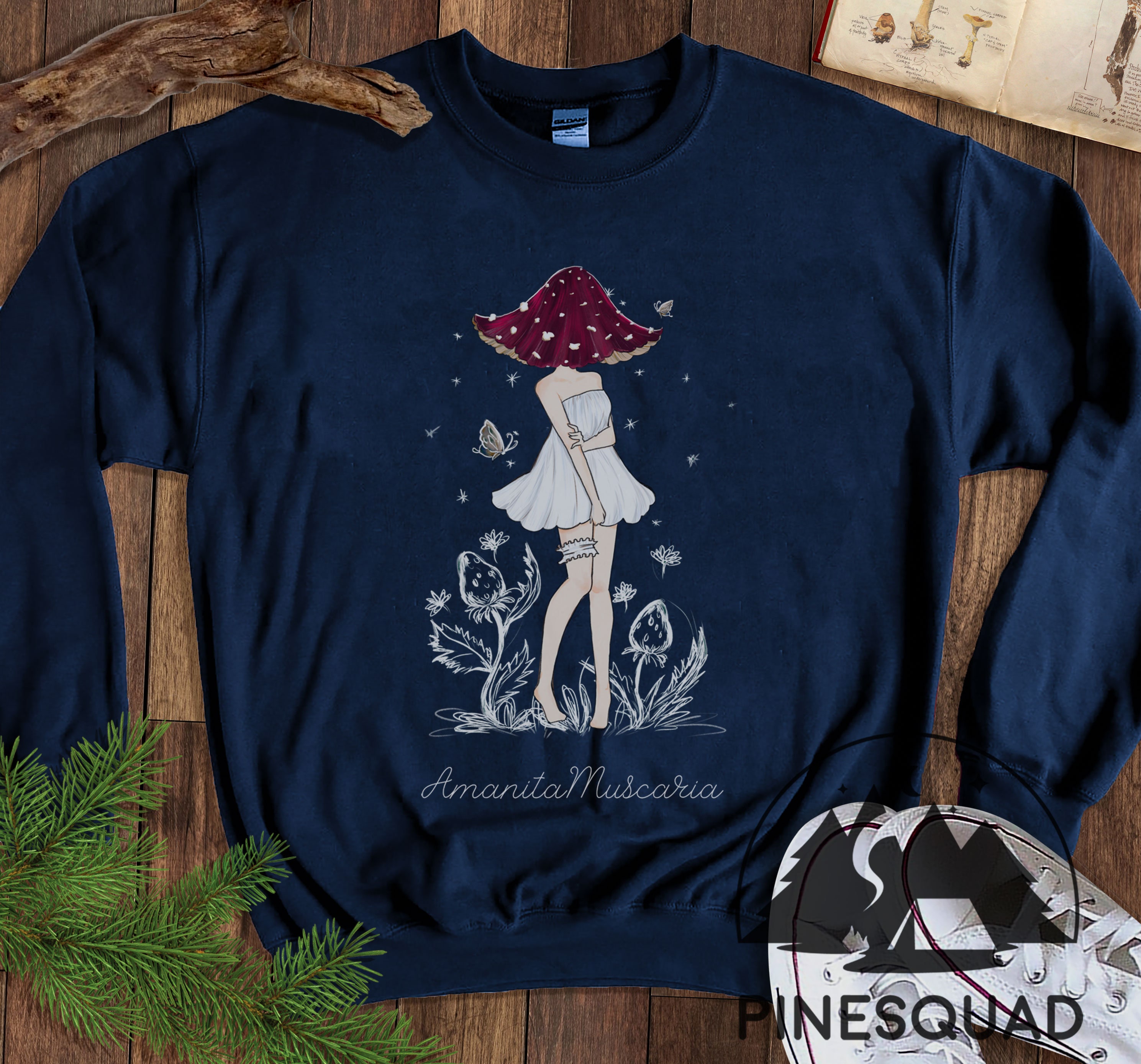 Mushroom Maiden Mushroom sweatshirt Amanita muscaria Fly Etsy