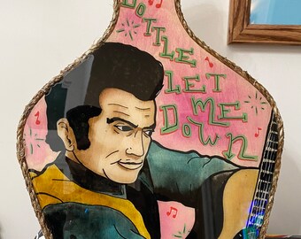 Merle Haggard watercolor portrait on wood