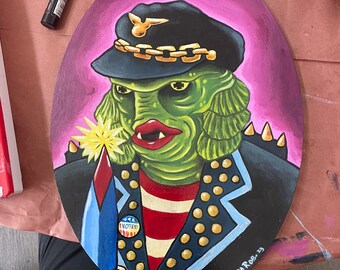 Psycho Gill-man weirdo biker art