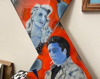 Nic Cage Laura Dern David Lynch ‘Wild at heart’ mixed media art