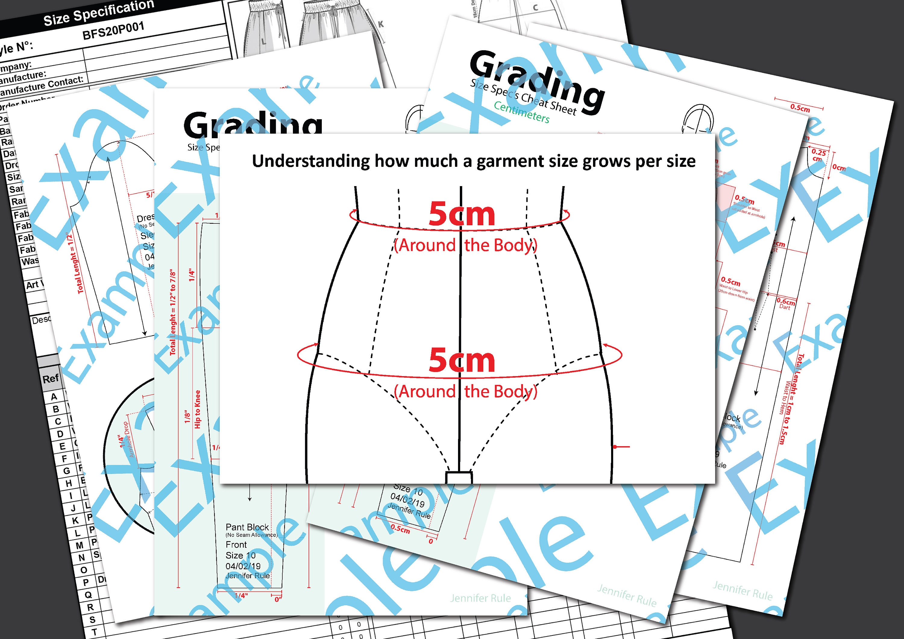 Size Spec Grading Cheat Sheet | Etsy