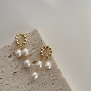 Genuine Freshwater Pearl Earrings,Pearl Drop Earrings,Pearl Dangle Earrings,Wedding Jewelry,Bridal Earrings,Gift For Her
