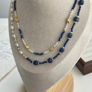 Lapis Lazuli Necklace,Real Pearl Necklace,Bead Pearl Necklace,Necklace Set,Gift For Women