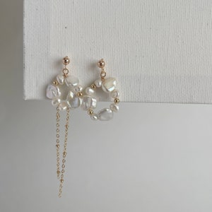 Irregular Baroque Pearl Drop Earrings,Statement Earrings,Bridal Earrings,Pearl Dangle Earrings,Gift For Her