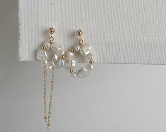 Irregular Baroque Pearl Drop Earrings,Statement Earrings,Bridal Earrings,Pearl Dangle Earrings,Gift For Her