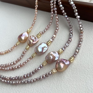 High Luster Baroque Pearl Necklace,Casual Jewelry,Tiny Pearl Necklace,Baroque Pearl Pendant,Gift For Her