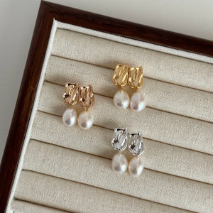 Boucles d'oreilles pendantes en perles baroques d'eau douce, Puces d'oreilles en perles, Grande boucle d'oreilles en perles baroques, Bijoux faits main, Cadeau pour elle