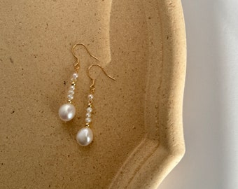 Real freshwater Pearl Dangle Earrings,Baroque Pearl Drop Earring,Bridal Earrings,Wedding Jewelry,Elegant Earrings,Gift For Her