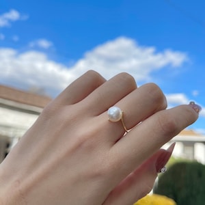 Genuine Freshwater Pearl Ring,Sterling Silver Pearl Ring,Statement Pearl Ring,Minimalist Ring,Pearl Jewelry,Gold Pearl Ring