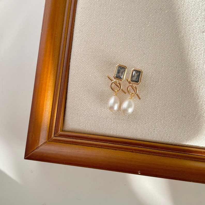 Pearl Drop Earrings,Freshwater Pearl Earrings,Gold Pearl Earrings,Pearl Earrings Dangle,Bridesmaid Earrings,Gift For Her image 2