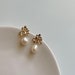 Flower and Pearl Drop Earrings,Gold Pearl Earrings,Real Freshwater Pearl Earrings,Baroque pearl Earrings,Bridesmaid Gift 