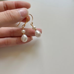 Freshwater Baroque Pearl Earrings,Pearl Drop Earrings,Wedding Jewelry,Pearl Earring Gold,Bridesmaid Earrings,Gift For Her