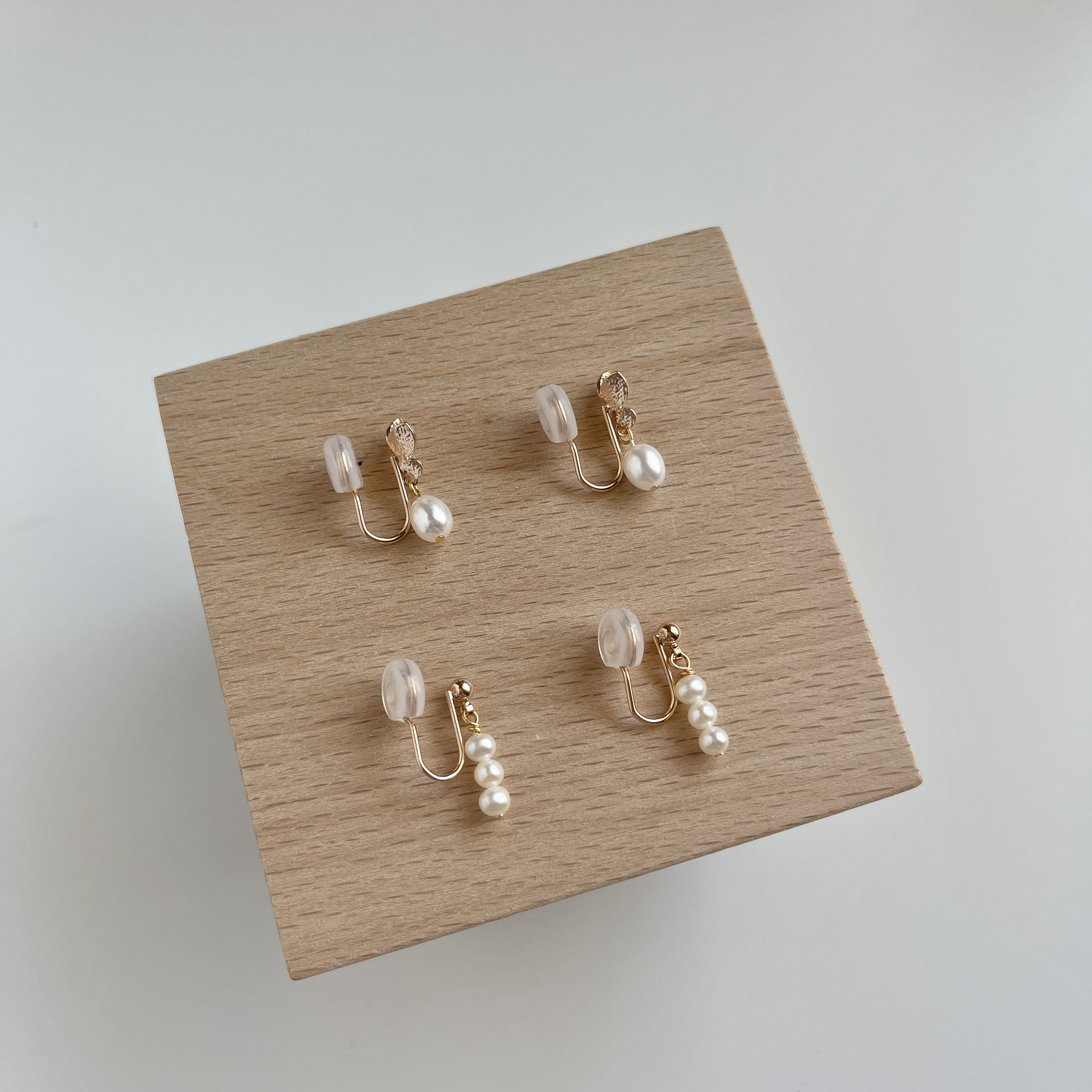 Gold Butterfly Clip On Pearl Drop Earrings,Dainty Pearl Earrings,Non Pierced Ear Earrings,Minimalist Earrings,Gift For Her