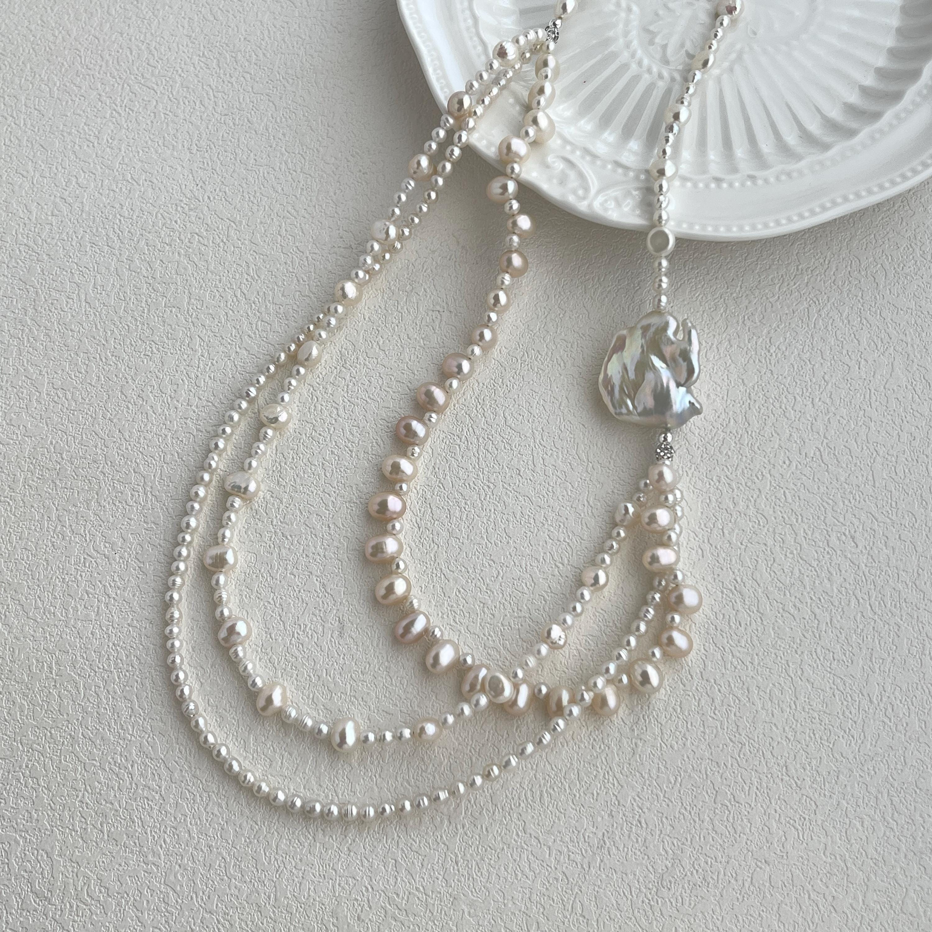 Mix Baroque Freshwater Pearls Necklace,Statement Necklace,Vintage Pearl Necklace,Handmade Jewelry,Gift For Mom