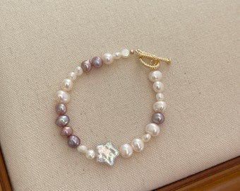 Star Baroque Pearl Bracelet,Unique Beaded Bracelet,Toggle Pearl Bracelet,Statement Bracelet,Bridesmaid Gift,Gift For Her