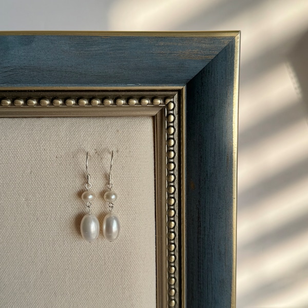 Sterling Silver Natural Freshwater Pearl Drop Earrings,Real Pearl Dangle Earrings,Wedding Pearl Earrings,Bridal Earrings