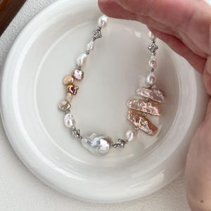 Baroque Pearl Necklace,Genuine Pearl Necklace,Handmade Beaded Necklace,Bridal shower Gift,Wedding Necklace,Gift For Women
