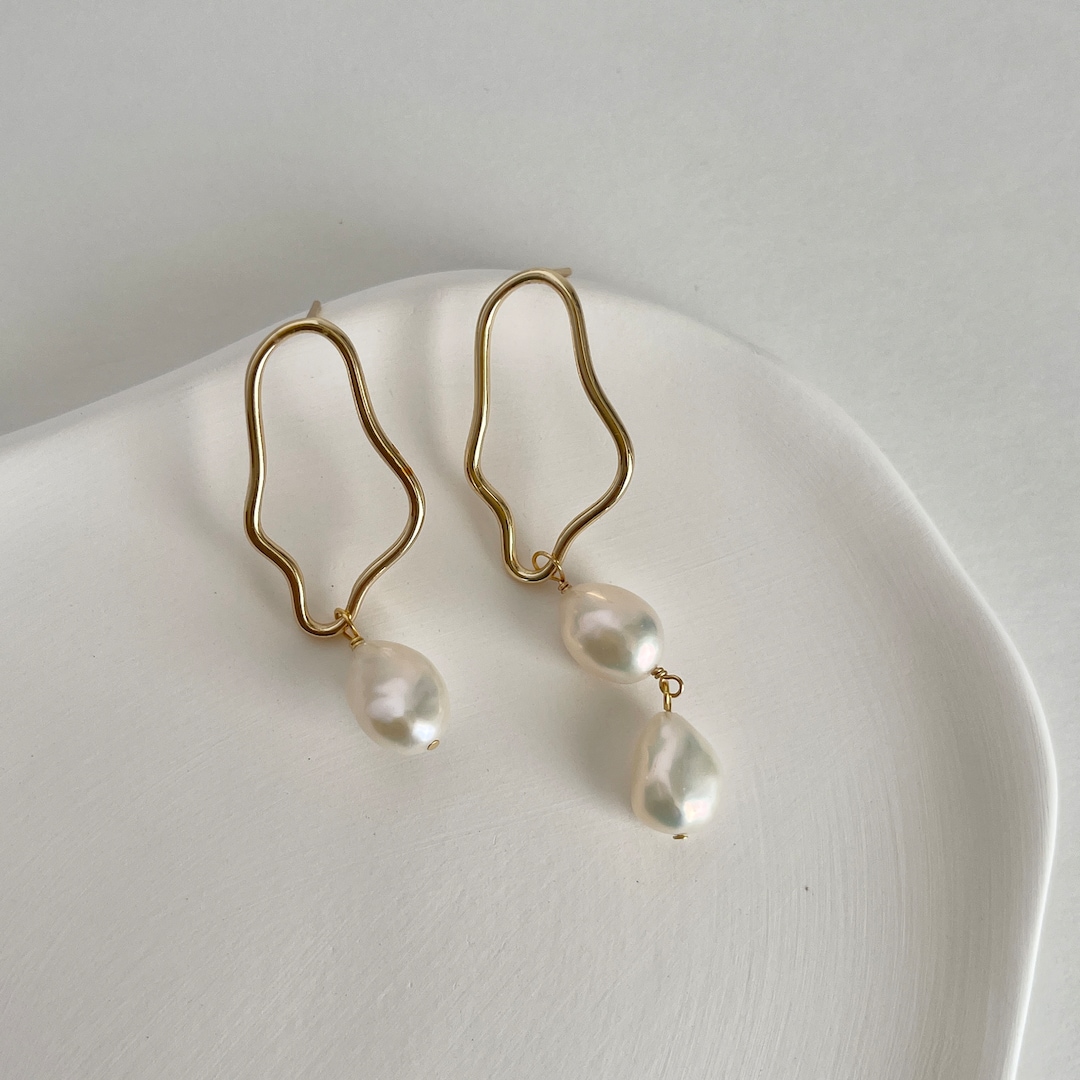 Pave Moissanite Lotus Flower and Freshwater Pearl Drop