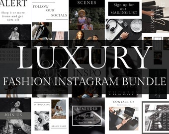 Canva Luxury Social Media Instagram Templates| Fashion templates for Instagram| Chic Canva Instagram Pack| Instagram Feed Posts and Stories|