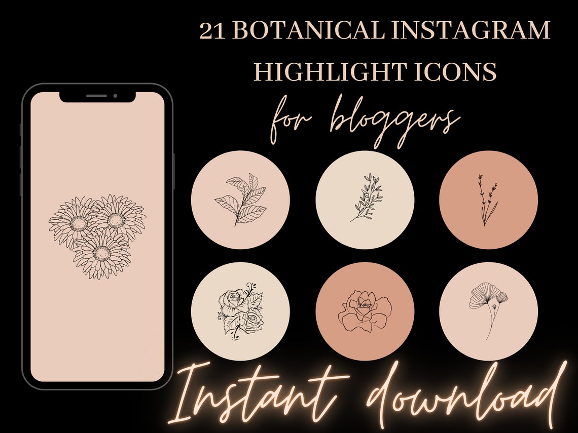 21 Aesthetic Instagram Highlight Cover Icons Botanical - Etsy UK