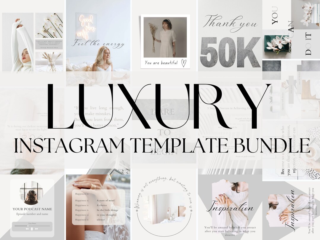 Canva Luxury Social Media Instagram Templates| Luxury White Templates ...
