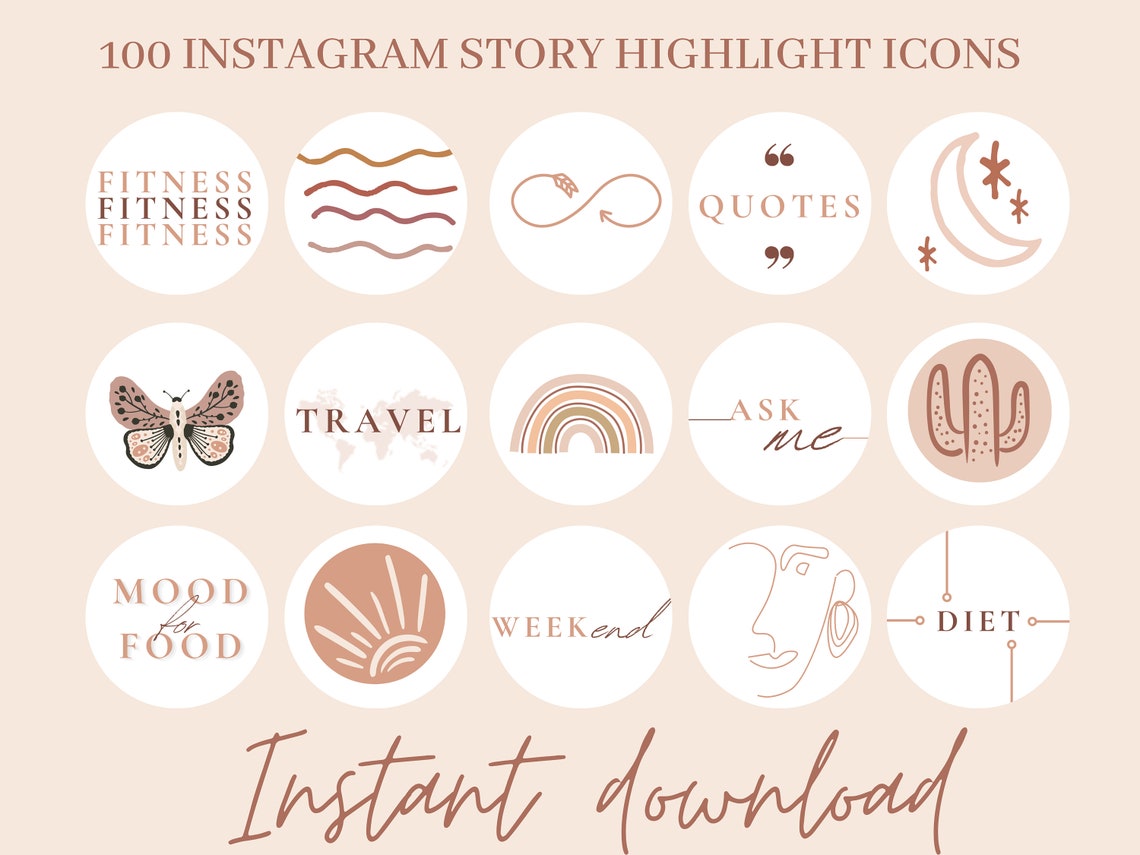 100 Aesthetic Instagram Highlight Covers Boho Story Instagram - Etsy