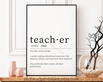 Teacher Definition Printable Wall Art, Teacher Dictionary Printable, Teacher Printable, Gift for Teacher, Teacher Gift, Classroom Printable