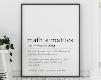 Mathematics Definition Printable Wall Art, Math Teacher Poster, Math Classroom Decor, Math Printable, Gift for Math Teacher, Digital Downloa