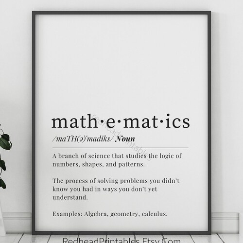Mathematics Definition Printable Wall Art Math Teacher - Etsy