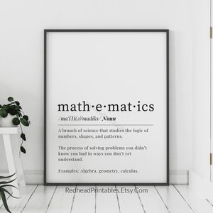Mathematik Definition druckbare Wandkunst, Mathe Lehrer Poster, Mathe Klassenzimmer Dekor, Mathe druckbar, Geschenk für Mathelehrer, digitaler Download