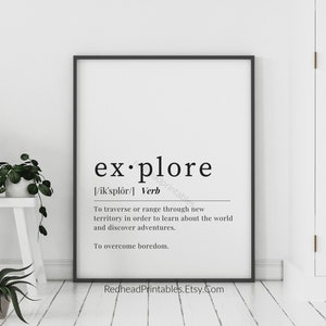 Explore Definition Printable Wall Art, Travel Wall Art, Explore Dictionary Print, Minimalist Home Decor, Printable Home Decor, Wanderlust