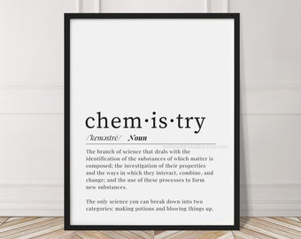 Chemistry Definition Printable Wall Art, Chemistry Teacher Gift, Science Classroom Wall Art, Digital Download, Science Lab Wall Art