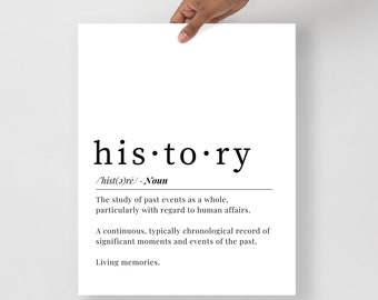 History Definition Poster, History Dictionary Poster, Classroom Decor, Gift for Teacher, History Teacher Gift, History Classroom