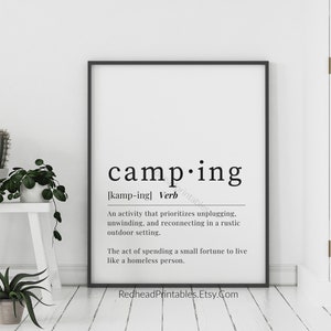 Funny Camping Definition Printable Home Decor, Camping Dictionary Printable, Digital Download, Camper Decor, Camping Poster