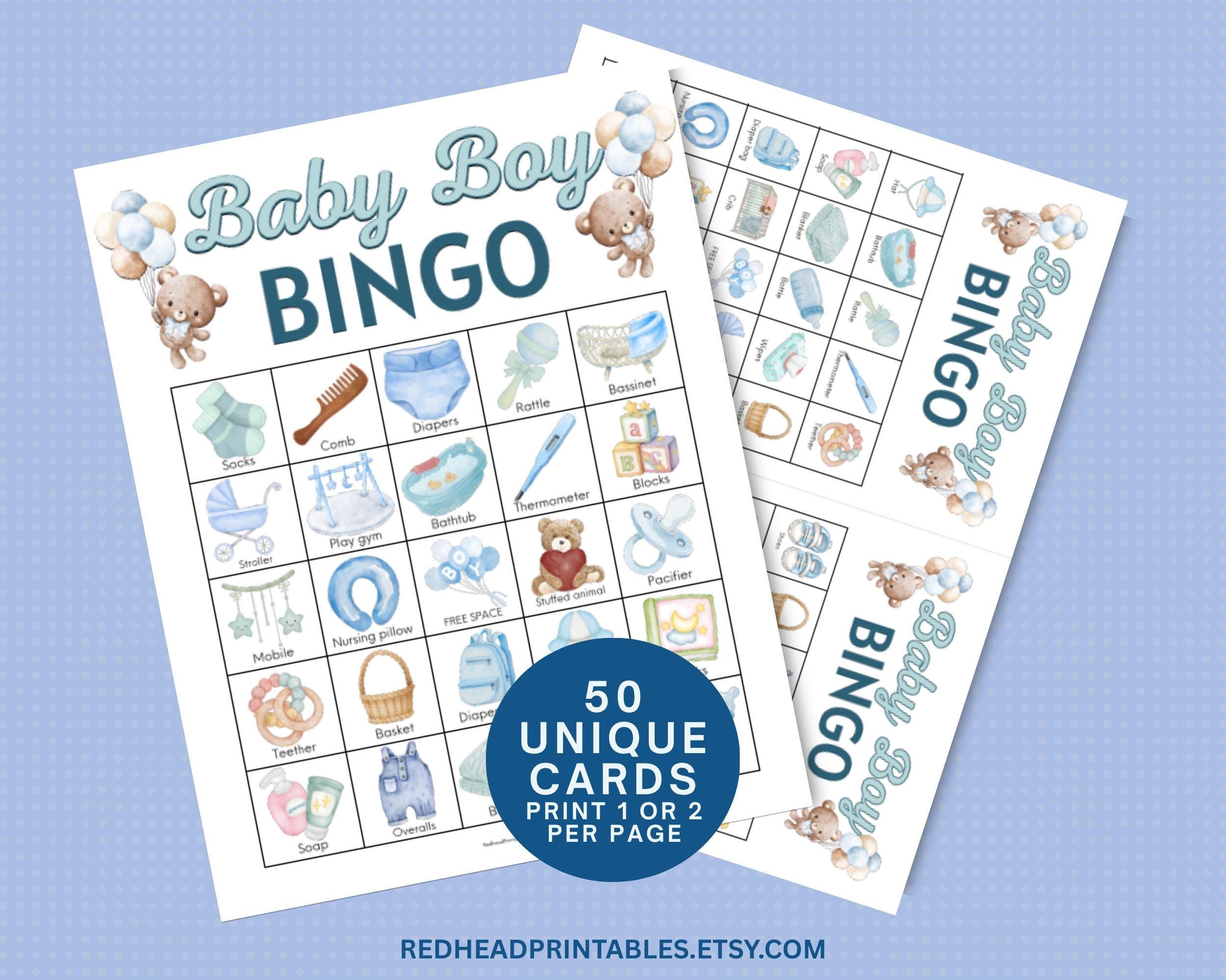 Baby Boy Bingo Game Printable PDF, Baby Shower Bingo Game, Blue Baby ...