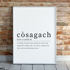 Cosagach Definition Printable Wall Art, Gaelic Cosagach Dictionary Printable, Digital Download, Cozy Home Decor, Holiday Wall Art