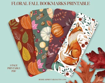 Fall Bookmarks Printable, Autumn Bookmarks, Fall Printable Bookmarks PDF, Cottagecore Bookmarks, Bookish Gift, Commercial Use Bookmark Files