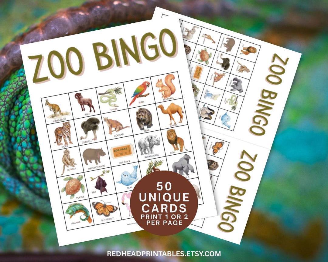 Zoo Bingo Game, Animal Bingo, Printable Bingo Game for Kids, Zoo ...
